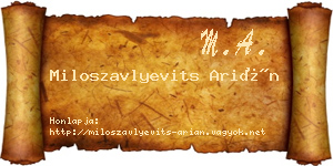 Miloszavlyevits Arián névjegykártya